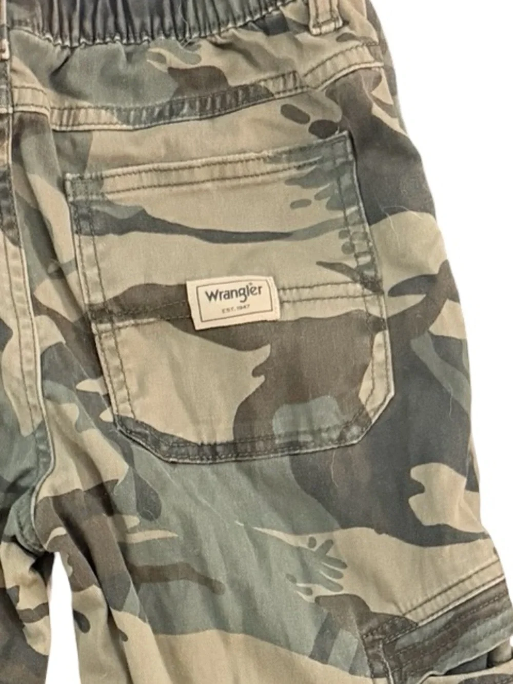 Wrangler boys camo cargo jogger pants - green camouflage - size 10